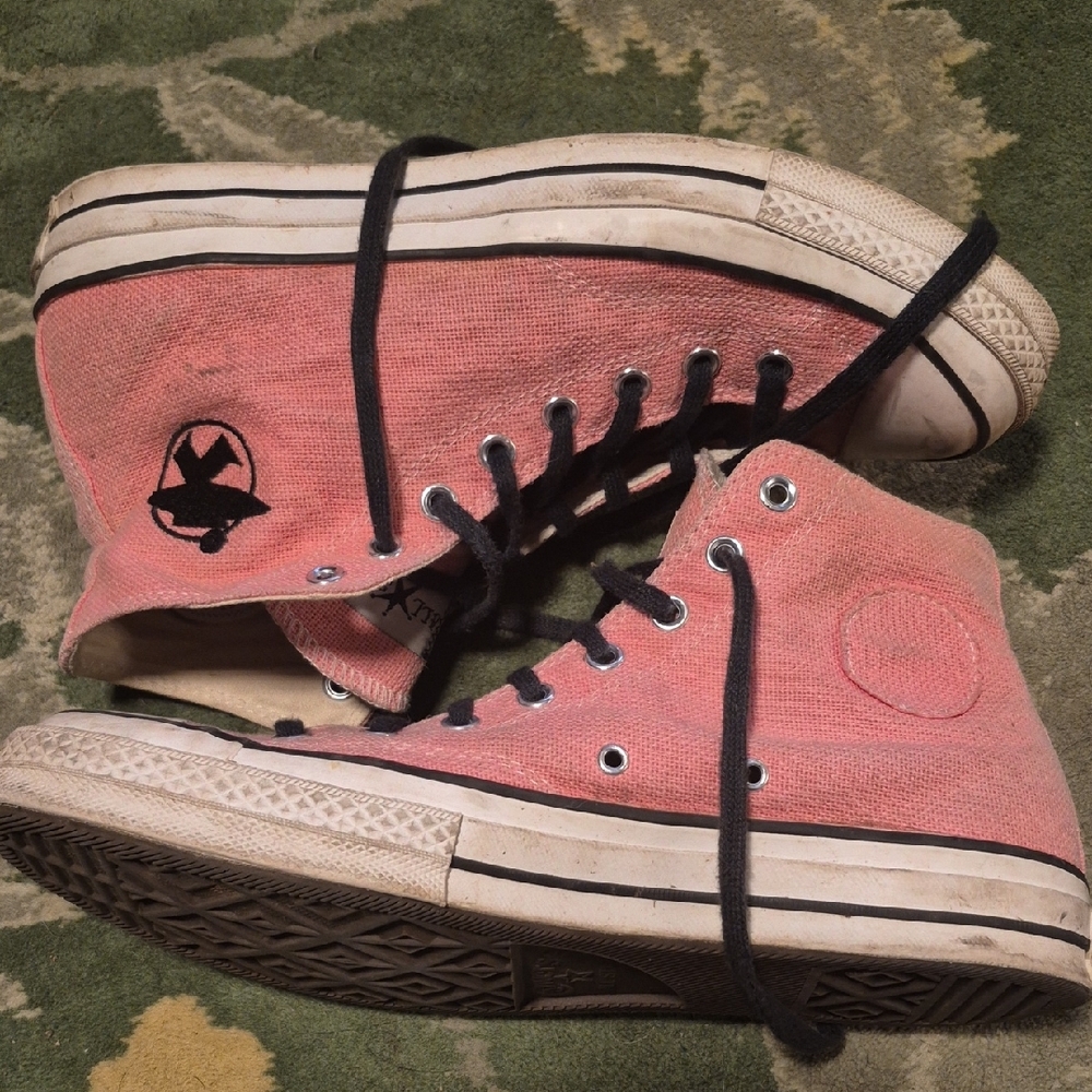 Converse Pink Canvas High-Tops with Black Accents - Picture 7 of 10